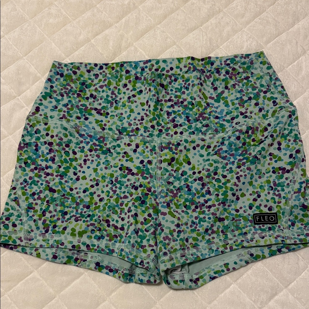 Fleo Women's Speckled Blue Green Purple Shorts